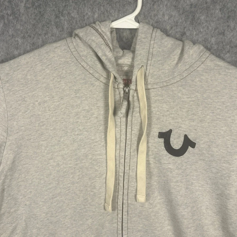 True Religion Men's World Tour Buddha Logo Zip Up Hoodie Gray XL MAOB129MF3